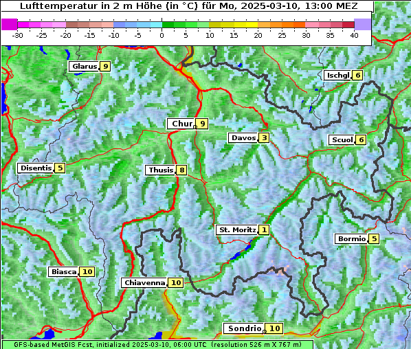 Temperatur, 10. 3. 2025