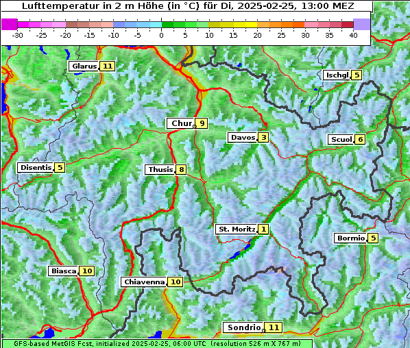 Temperatur, 25. 2. 2025