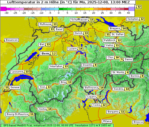 Temperatur, 8. 12. 2025
