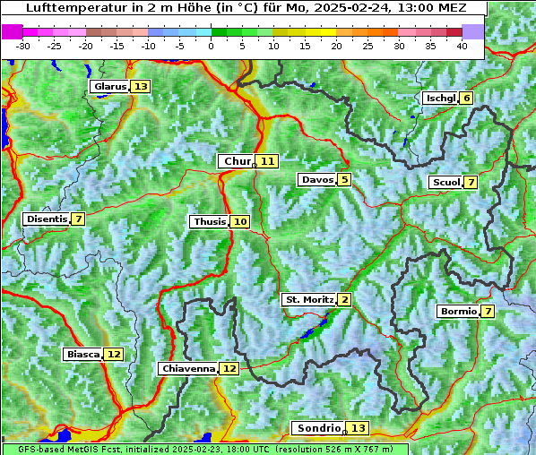 Temperatur, 24. 2. 2025