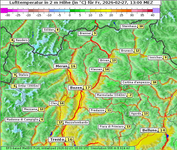 Temperatur, 27. 2. 2026
