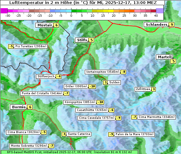 Temperatur, 17. 12. 2025