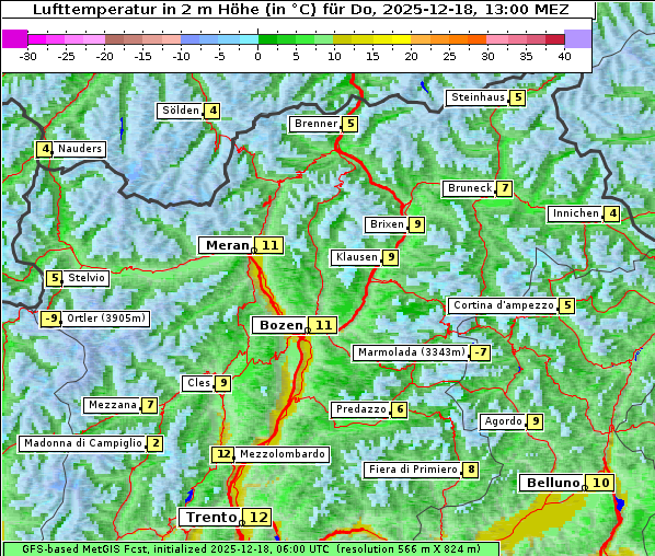 Temperatur, 18. 12. 2025