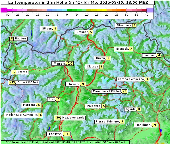 Temperatur, 10. 3. 2025