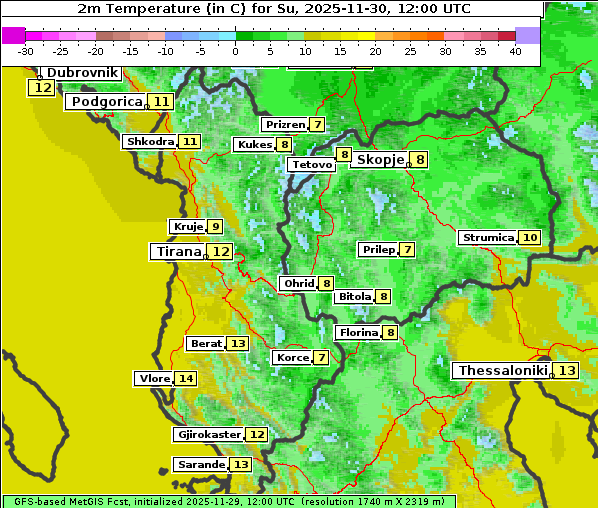 Temperatur, 30. 11. 2025