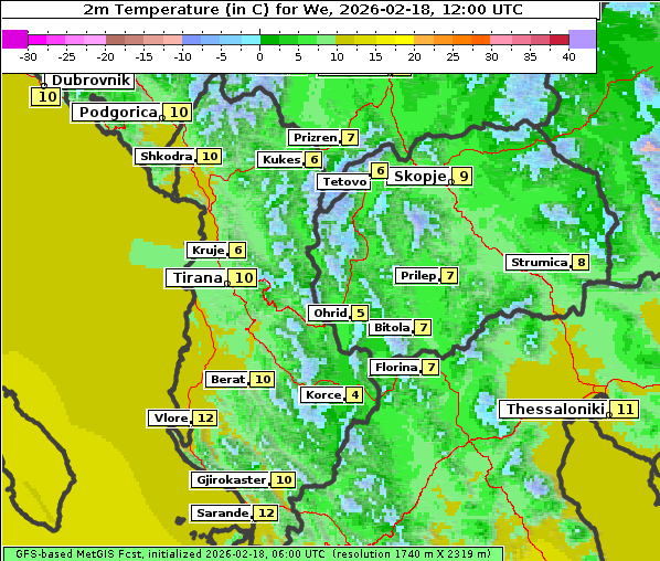 Temperatur, 18. 2. 2026
