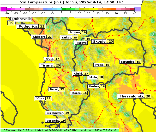 Temperatur, 19. 4. 2026