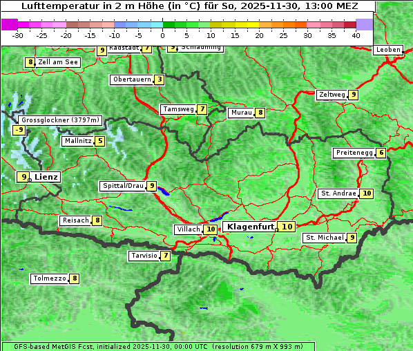 Temperatur, 30. 11. 2025