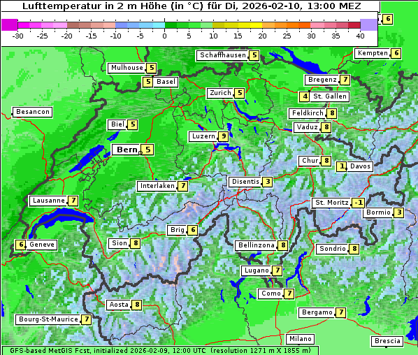 Temperatur, 10. 2. 2026