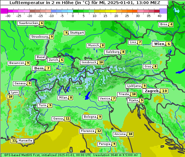 Temperatur, 1. 1. 2025