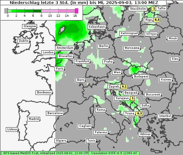 Niederschlag, 3. 9. 2025