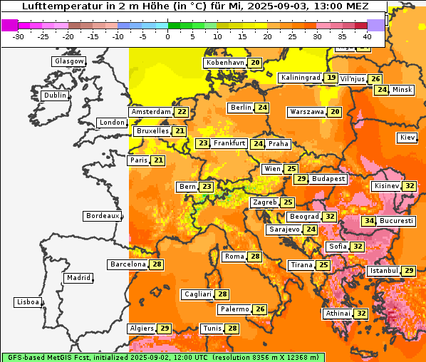 Temperatur, 3. 9. 2025