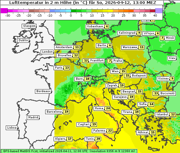 Temperatur, 12. 4. 2026