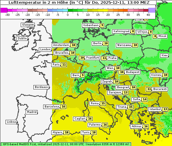 Temperatur, 11. 12. 2025