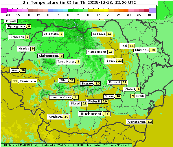 Temperatur, 18. 12. 2025
