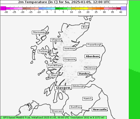 Temperatur, 5. 1. 2025