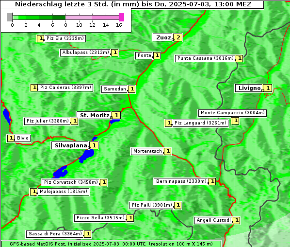 Niederschlag, 3. 7. 2025