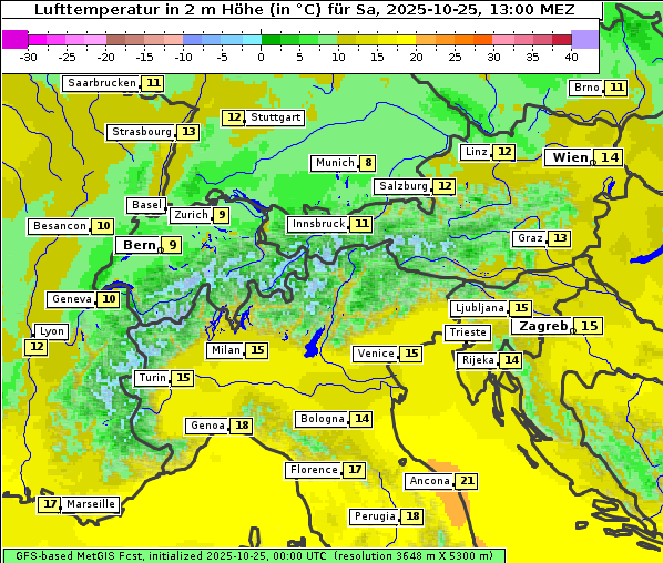 Temperatur, 25. 10. 2025