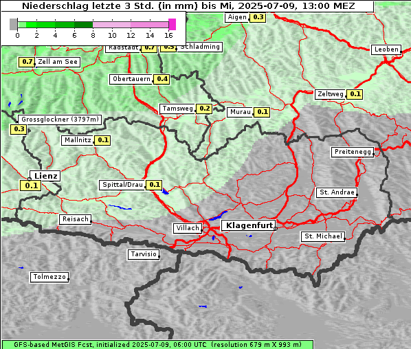 Niederschlag, 9. 7. 2025