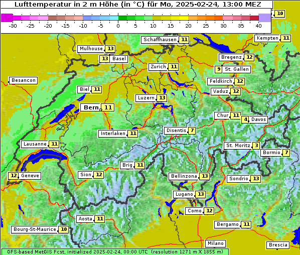 Temperatur, 24. 2. 2025