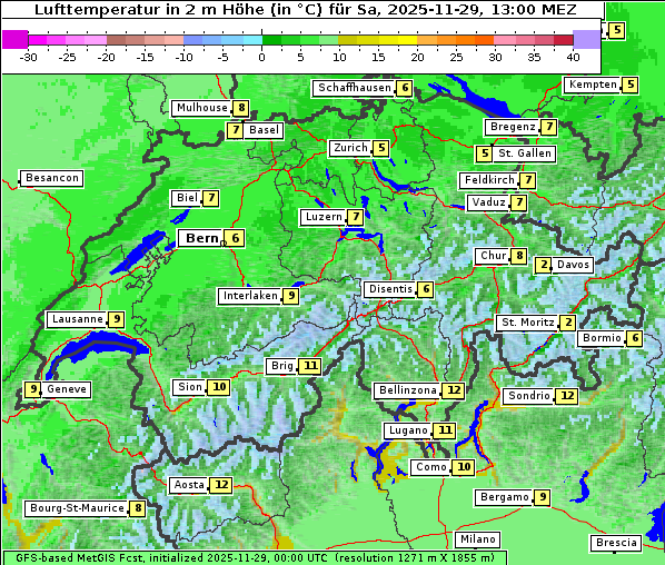 Temperatur, 29. 11. 2025