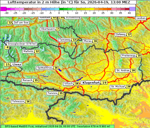 Temperatur, 19. 4. 2026