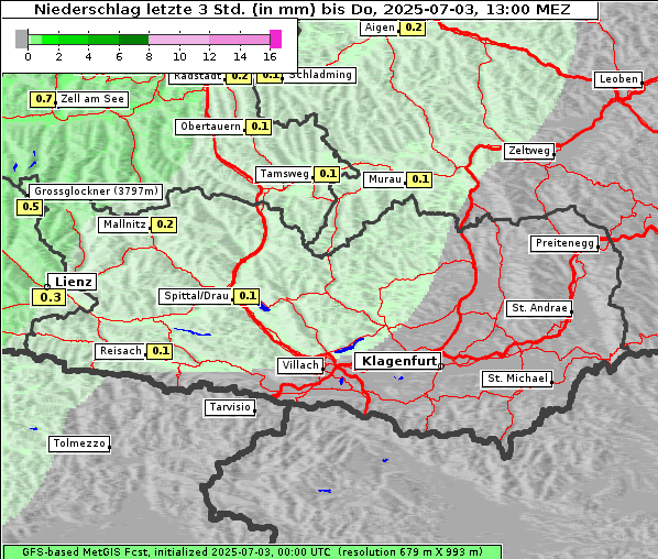 Niederschlag, 3. 7. 2025