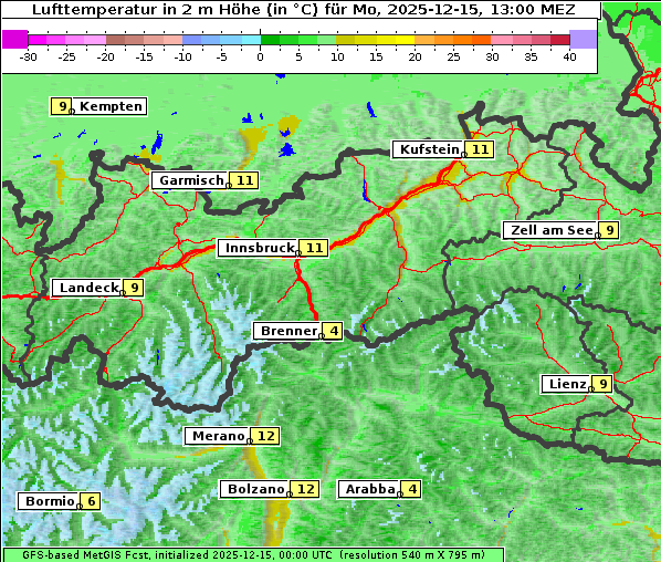 Temperatur, 15. 12. 2025