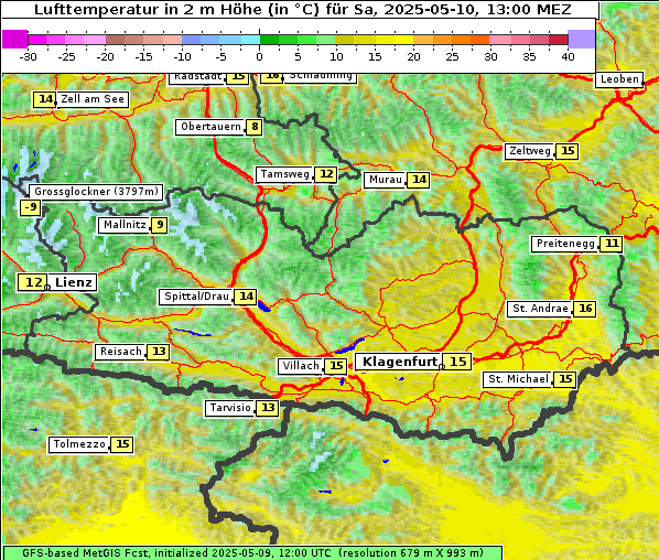 Temperatur, 10. 5. 2025