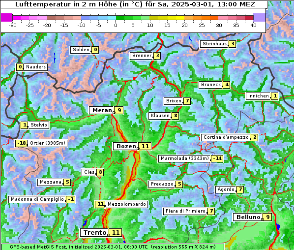 Temperatur, 1. 3. 2025