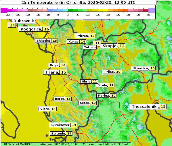 Temperatur, 28. 2. 2026