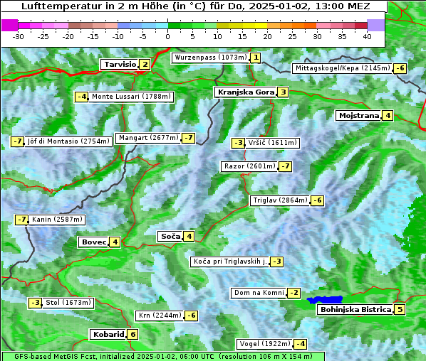 Temperatur, 2. 1. 2025