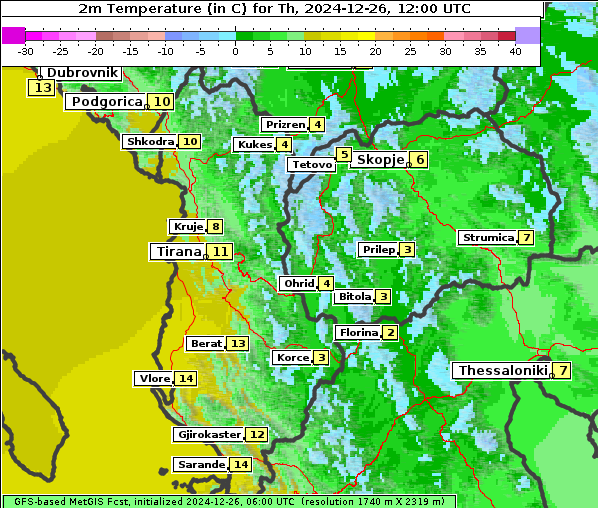 Temperatur, 26. 12. 2024