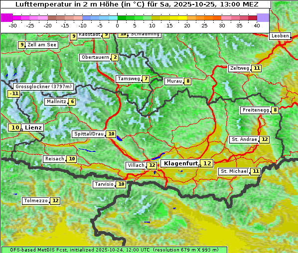 Temperatur, 25. 10. 2025