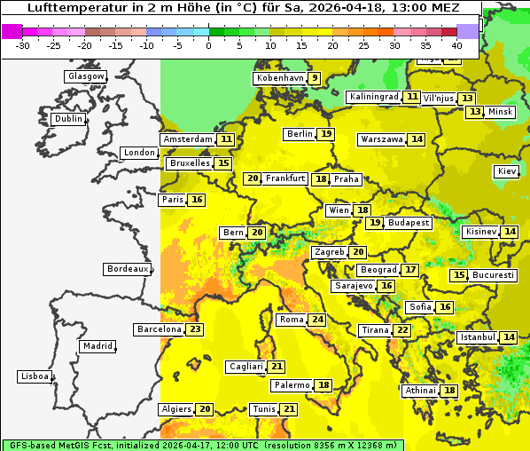 Temperatur, 18. 4. 2026