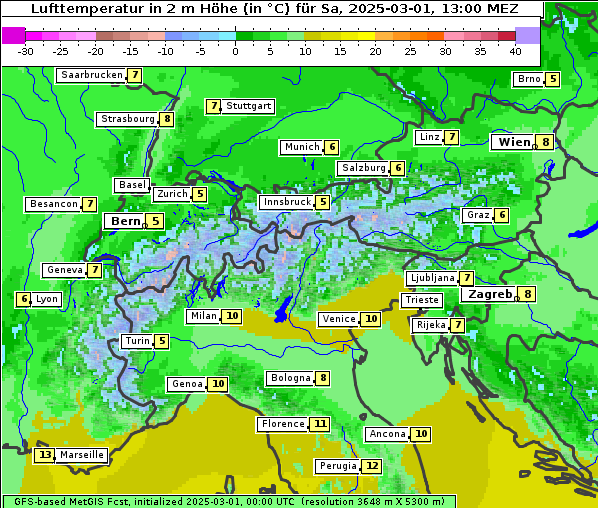 Temperatur, 1. 3. 2025