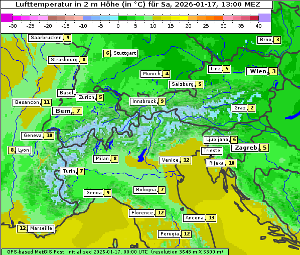 Temperatur, 17. 1. 2026