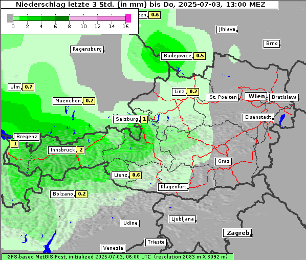 Niederschlag, 3. 7. 2025