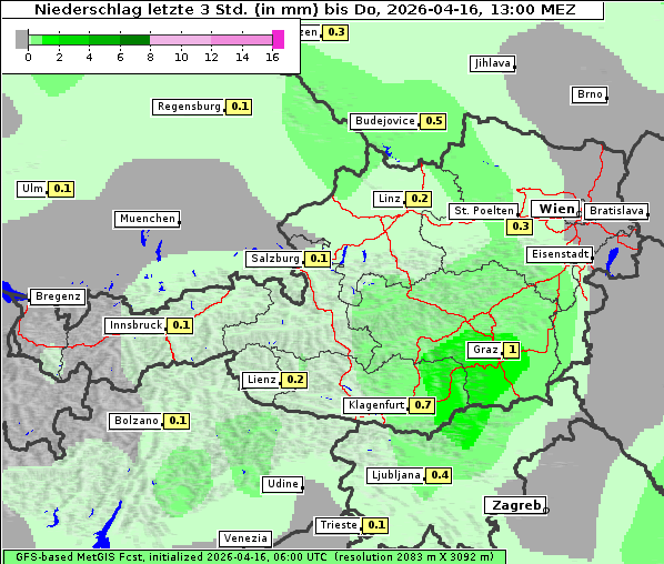 Niederschlag, 16. 4. 2026