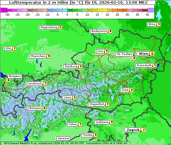 Temperatur, 10. 2. 2026