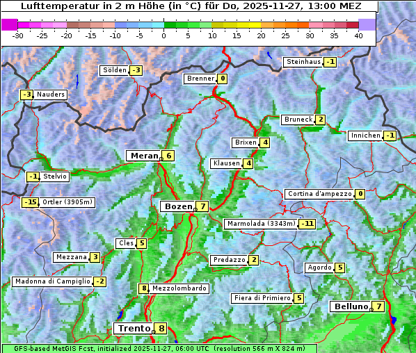 Temperatur, 27. 11. 2025