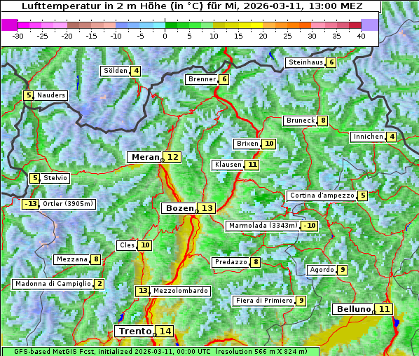 Temperatur, 11. 3. 2026