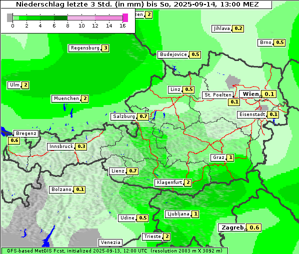 Niederschlag, 14. 9. 2025