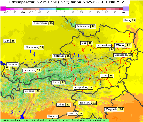 Temperatur, 14. 9. 2025