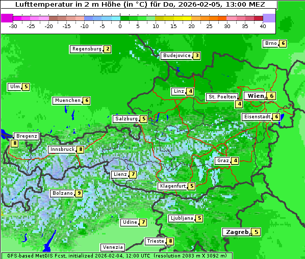 Temperatur, 5. 2. 2026