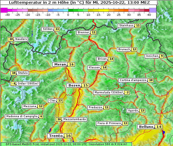 Temperatur, 22. 10. 2025