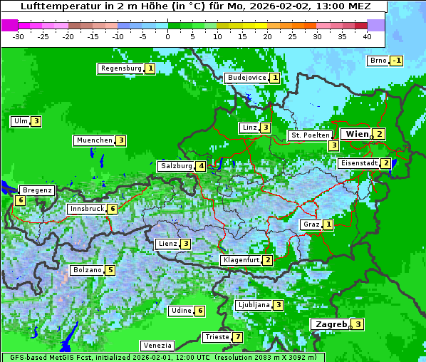 Temperatur, 2. 2. 2026