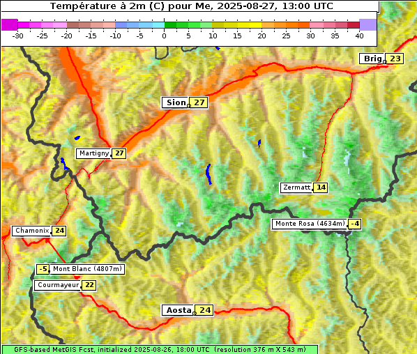 Temperatur, 27. 8. 2025
