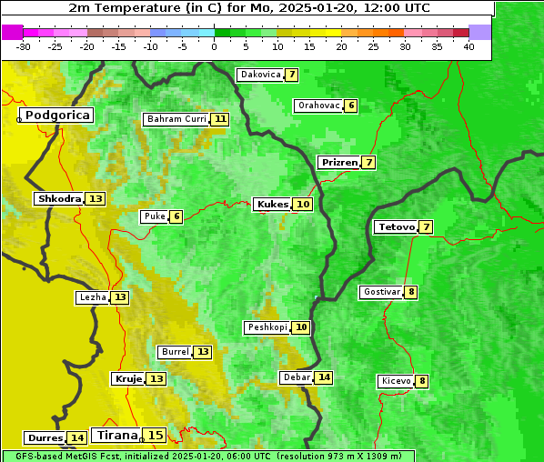 Temperatur, 20. 1. 2025