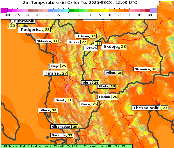 Temperatur, 26. 8. 2025